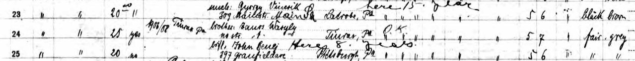1911 Andrew Vasziľ Immigration Record Page 2